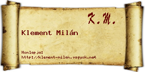 Klement Milán névjegykártya